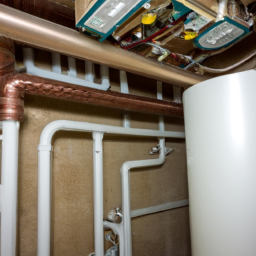 Residential split HVAC water heating system