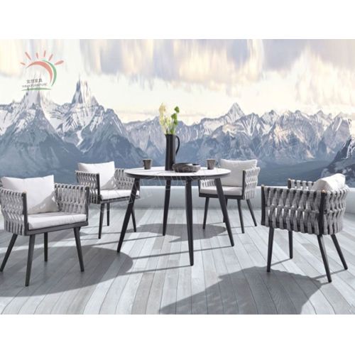 Patio Outdoor Furniture Dining Set Rope Weaving Table and Chair